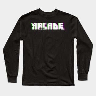 Retro Glitch ARCADE Text Long Sleeve T-Shirt